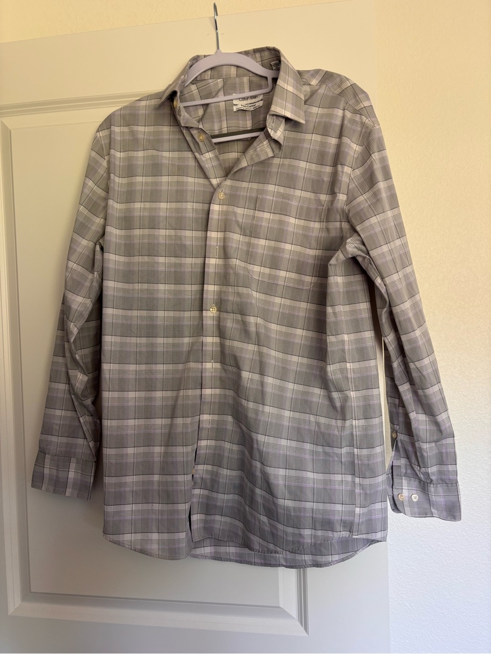 Calvin Klein Gray Plaid Dress Shirt
